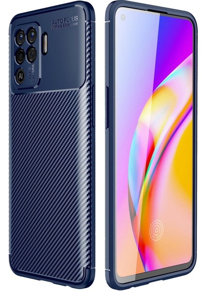 Newface Oppo Reno 5 Lite Kılıf Auto Focus Karbon Kapak - Lacivert