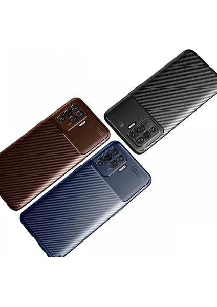 Newface Oppo Reno 5 Lite Kılıf Auto Focus Karbon Kapak - Lacivert