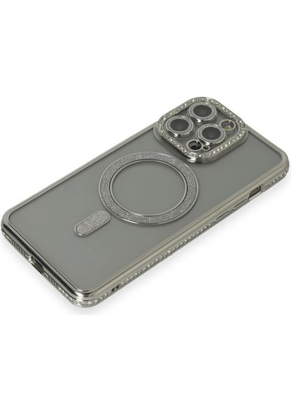 Newface iPhone 15 Pro Kılıf Joke Simli Magneticsafe Kılıf - Gri