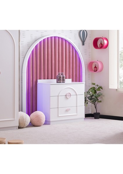 Dolunay Şifonyer - Beyaz Pembe