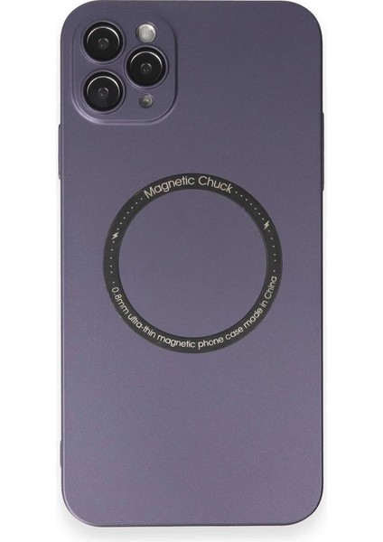 Newface iPhone 11 Pro Max Kılıf Jack Magneticsafe Lens Silikon - Mor
