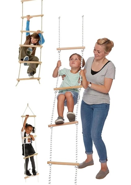 Trapez Ahşap Merdiven 8mm Ip 100KG Taşır Set Çocuk Tırmanma Jimnastik Gelişim Salıncağı 6 Basamak fiyatları