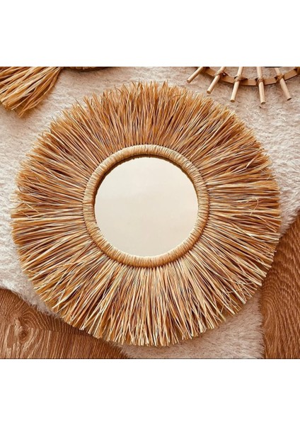 El Yapımı Doğal Rafya Bohem Ayna Büyük Boy indirimleri