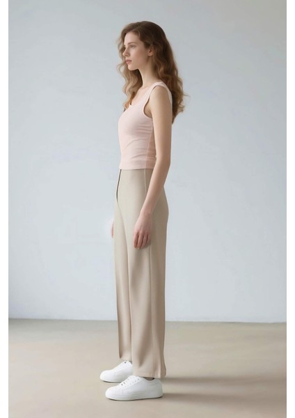 Standart Boy Kumaş Palazzo Pantolon Wide Leg Geniş Bol Paça Basic Düz Yüksek Bel C6402AX25SP fırsatları