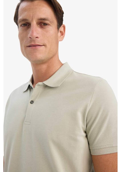 %100 Pamuk Regular Fit Polo Yaka Kısa Kollu Basic Düz Pike Kumaş Tişört C1293AX25SP fırsatları