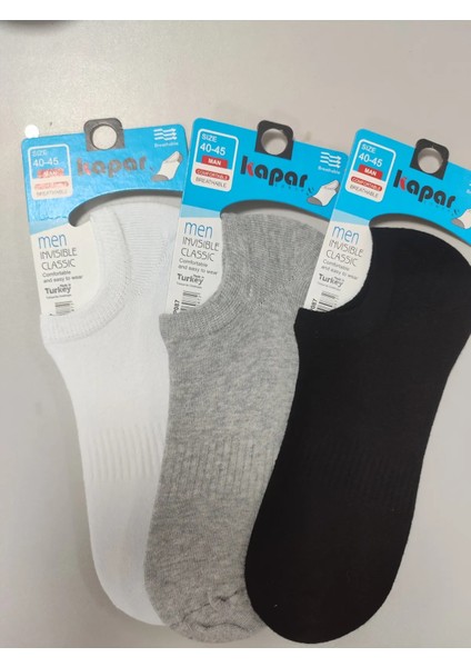 Erkek Penye Babet Çorap Sıyah Beyaz Gri