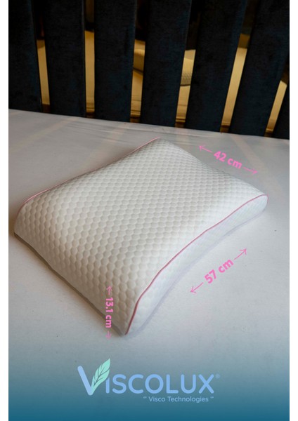 Lüx Bombeli Boyun Destekli Ortopedik Yastık; Anti-Aging Visco Yastık 57X42X13/11 Pembe fiyatları