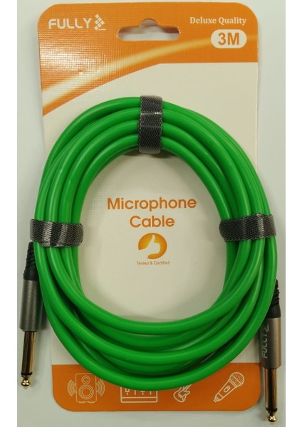 6.3 Mm Mono Mikrofon / Enstrüman Kablosu 3 Metre - Yeşil