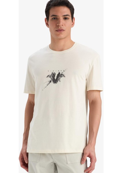 %100 Pamuk Vikings Regular Fit Bisiklet Yaka Kısa Kollu Tişört E4764AX25SP