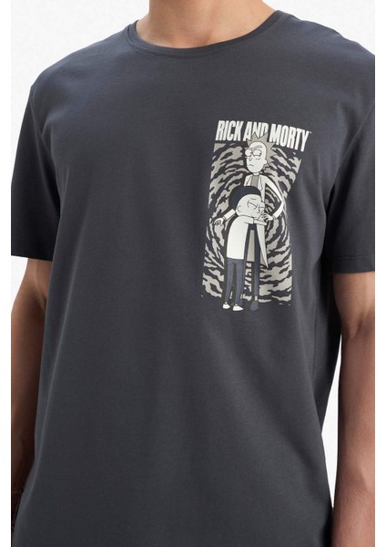 %100 Pamuk Rick and Morty Regular Fit Bisiklet Yaka Kısa Kollu Tişört E4752AX25SP indirimleri