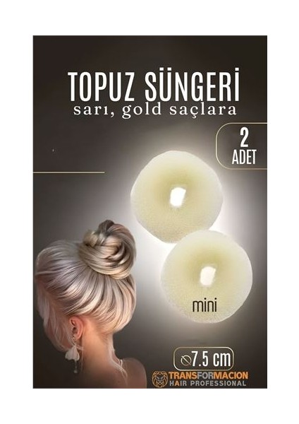 Gold Mini Saç Topuz Süngeri 2 Adet 7.5 cm Çap 3 cm Kalınlık