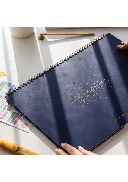 Süresiz Haftalık Spiralli Masaüstü Planlayıcı 24X34 cm - Desk Planner Lacivert fiyatları