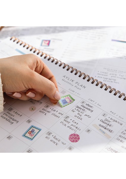 Süresiz Haftalık Spiralli Masaüstü Planlayıcı 24X34 cm - Desk Planner Lacivert modelleri