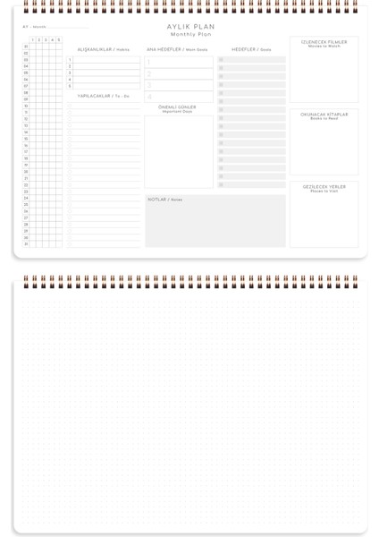 Süresiz Haftalık Spiralli Masaüstü Planlayıcı 24X34 cm - Desk Planner Lacivert