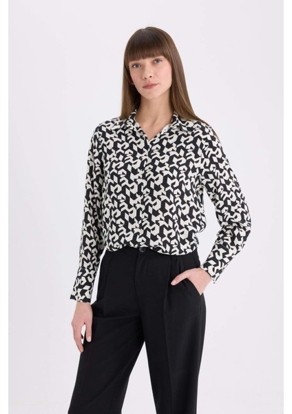 Regular Fit Baskılı Uzun Kollu Gömlek I8266AZ25SP