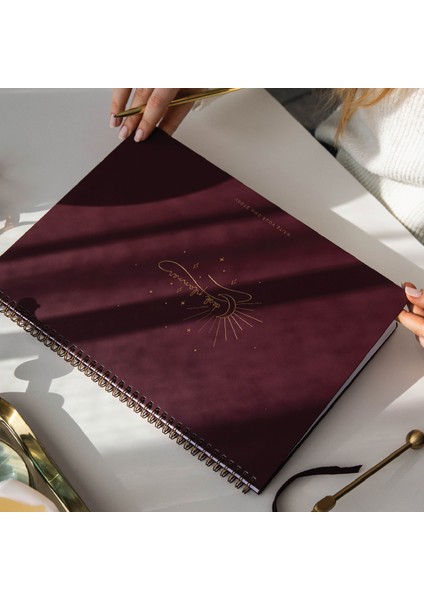 Süresiz Haftalık Spiralli Masaüstü Planlayıcı 24X34 cm - Desk Planner Bordo indirimleri