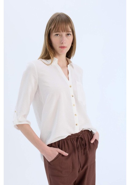 Regular Fit Basic Düz Uzun Kollu Gömlek M9407AZ25SP