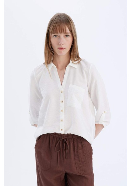Regular Fit Basic Düz Uzun Kollu Gömlek M9407AZ25SP fırsatları