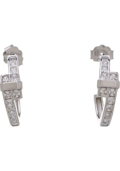 925 Ayar Gümüş Zirkon Taşlı Kadın Halka Küpe fiyatları