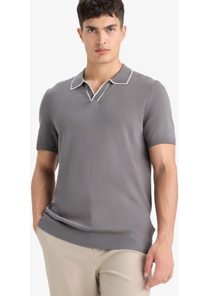 Modern Fit Polo Yaka Kısa Kollu Triko Tişört C4984AX25SM
