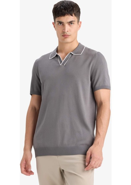 Modern Fit Polo Yaka Kısa Kollu Triko Tişört C4984AX25SM modelleri
