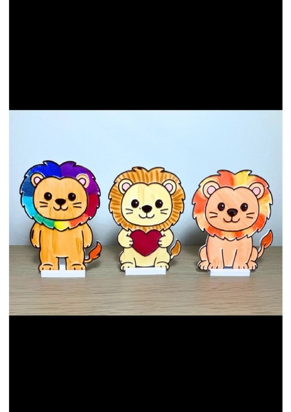 3'lü Kendin Boya Aslan Eğitici Beceri Standlı fiyatları