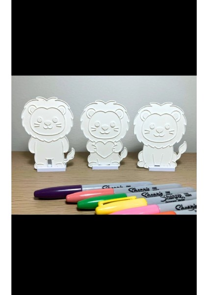 3'lü Kendin Boya Aslan Eğitici Beceri Standlı modelleri