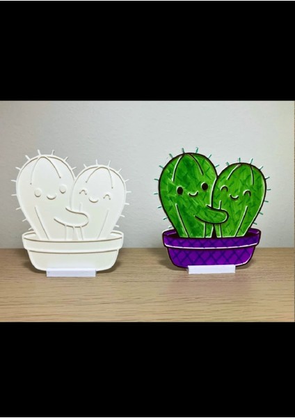 2'li Kendin Boya Eğitici Standlı Kaktüs Seti modelleri