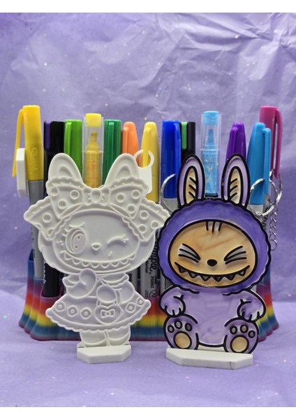 2'li Standlı Labubu Kendin Boya Seti