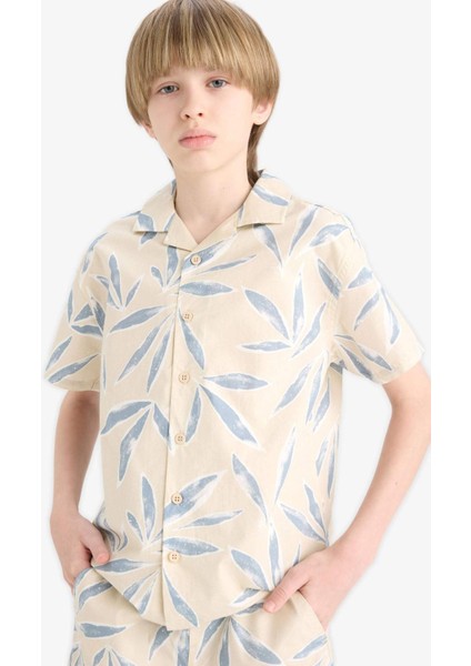 Erkek Çocuk Oversize Geniş Kalıp Polo Yaka Poplin Kısa Kollu Gömlek E5830A825HS fırsatları