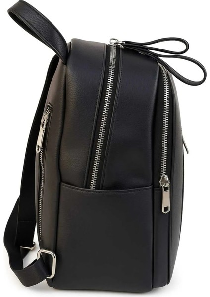 Sırt Çantası Kadın Deri Çok Gözlü Siyah fırsatları