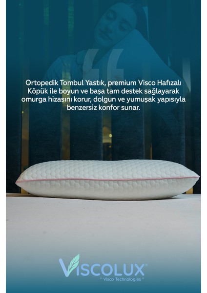 Anadolu Tipi Tombul Ortopedik Visco Yastık - %100 Orjinal Visco 60X40X15 Pembe
