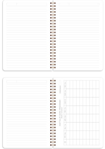 A5 Spiralli Karton Kapak 2’li Set Çizgili Okul Defteri 80 yaprak, Ders Programlı Çilek
