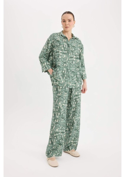 Wide Leg Rahat Pantolon Geniş Bol Paça Desenli Yüksek Bel C4042AX25SP modelleri