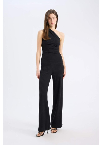 Slim Fit Dar Kesim Fitilli Kaşkorse Basic Düz Pantolon E5783AX25SP
