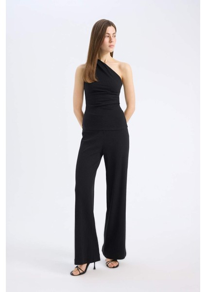 Slim Fit Dar Kesim Fitilli Kaşkorse Basic Düz Pantolon E5783AX25SP