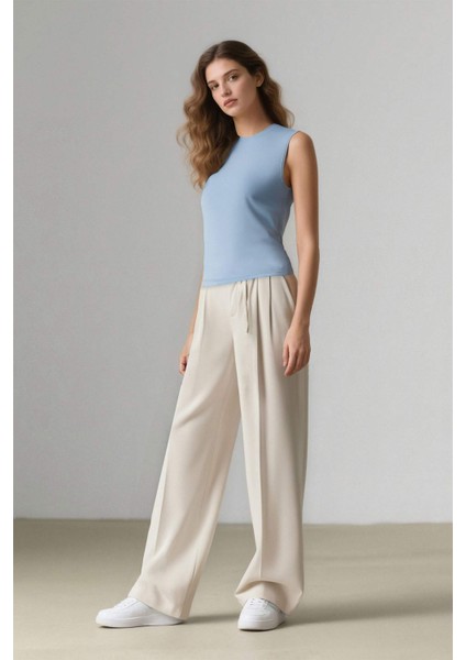 Wide Leg Kumaş Palazzo Pantolon Üç Cepli Normal Bel Standart Boy E5970AX25SP modelleri