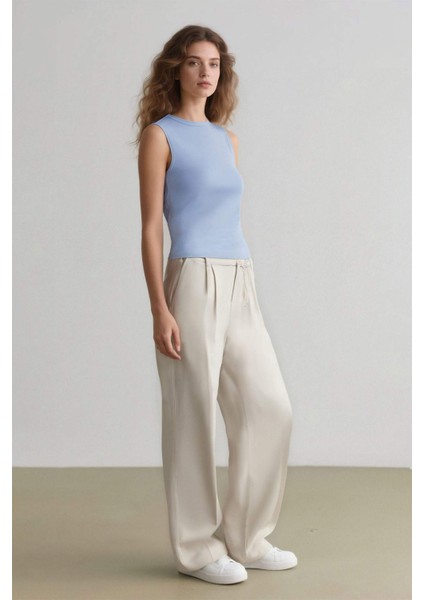 Wide Leg Kumaş Palazzo Pantolon Üç Cepli Normal Bel Standart Boy E5970AX25SP fırsatları