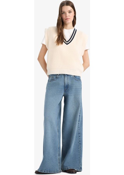 Regular Fit V Yaka Triko Süveter S0375AZ25SP