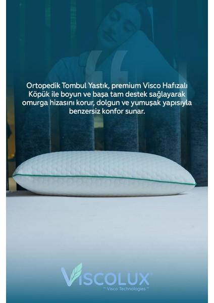 Anadolu Tipi Tombul Ortopedik Visco Yastık - %100 Orjinal Visco 60X40X15 Yeşil