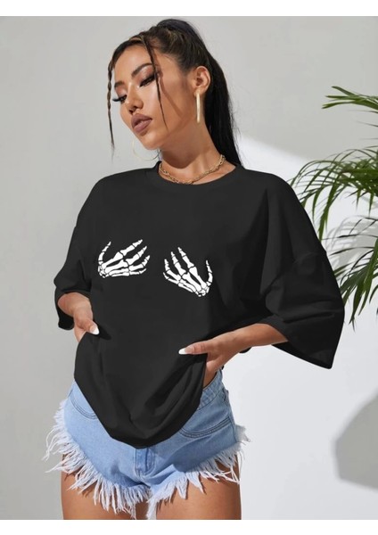 Baskılı T-Shirt - Siyah