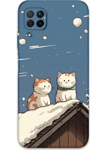 Huawei P40 Lite Uyumlu Kedi Desenli Telefon Kılıfı + Ekran Koruyucu - 5780
