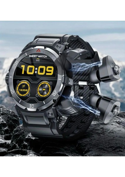 Süper Amoled Akıllı Kulaklıklı Watch Huge Dağcı Askeri Denizci Izci Sportmen Kaya Sağlamlığı