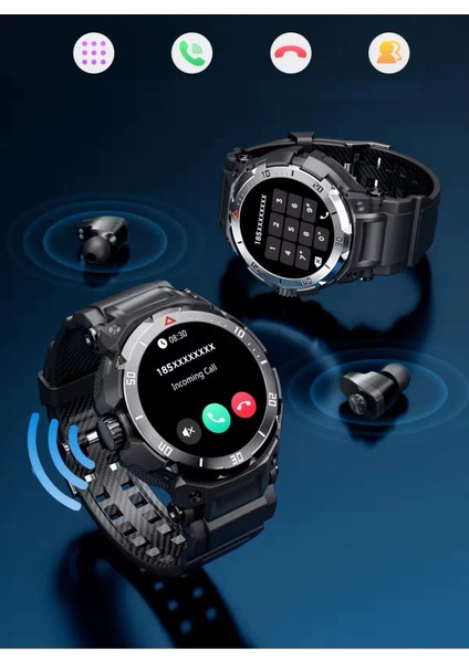 Süper Amoled Akıllı Kulaklıklı Watch Huge Dağcı Askeri Denizci Izci Sportmen Kaya Sağlamlığı fiyatları