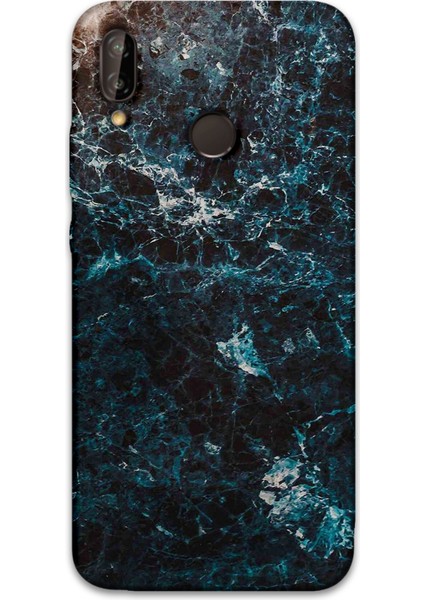 Huawei P20 Lite Uyumlu Mermer Desenli Telefon Kılıfı + Ekran Koruyucu - 5819