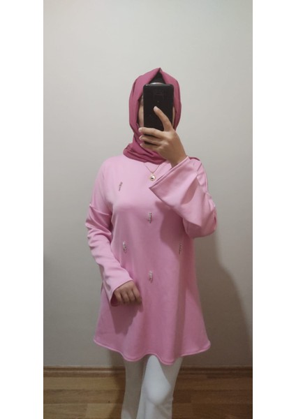 Taş Işleme Detaylı Scuba Oyşo Kumaş Sezen Tunik Kadın Tesettür Giyim ST2196 modelleri