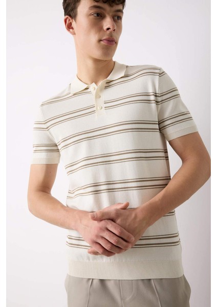 Regular Fit Polo Yaka Kısa Kollu Yumuşak Tuşeli Triko Tişört E2665AX25SP fiyatları