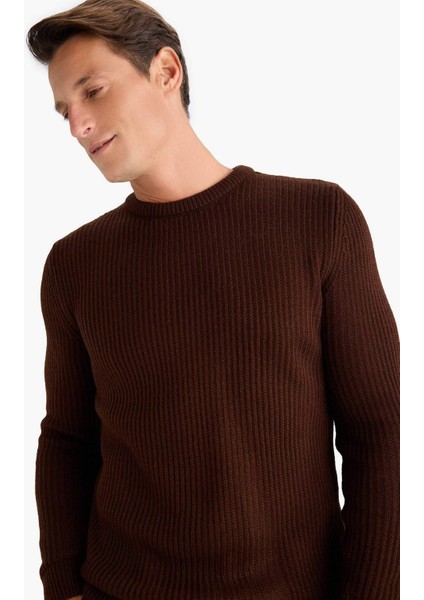 Regular Fit Bisiklet Yaka Triko Kazak A5268AX24AU fırsatları