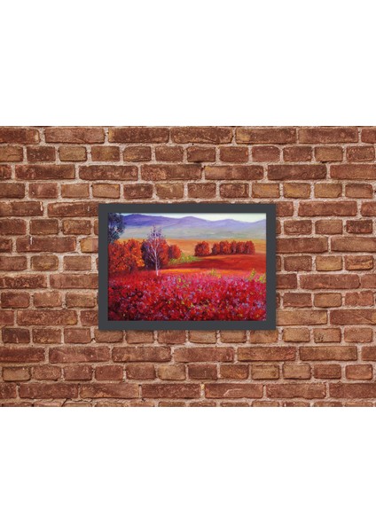 Ahşap Kendinden Çerçeveli Tablo -Doğanın Ateşi, Yağlı Boya Kızıl Zinya, Standart - 20X28CM