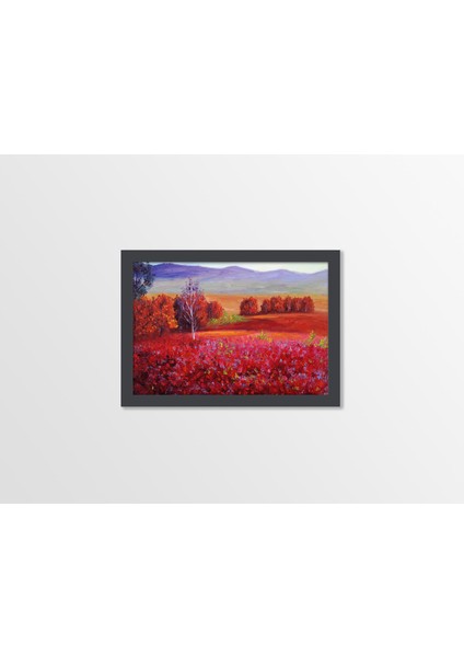 Ahşap Kendinden Çerçeveli Tablo -Doğanın Ateşi, Yağlı Boya Kızıl Zinya, Standart - 20X28CM